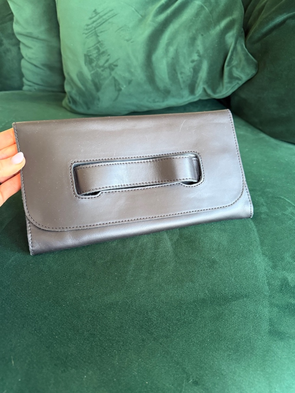Able Black Leather Clutch Wristlet